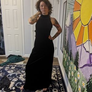 Long black velvet 90s dress